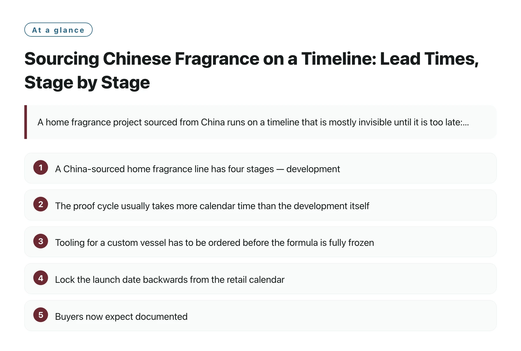 Sourcing Chinese Fragrance on a Timeline: Lead Times, Stage by Stage——全文要点速览